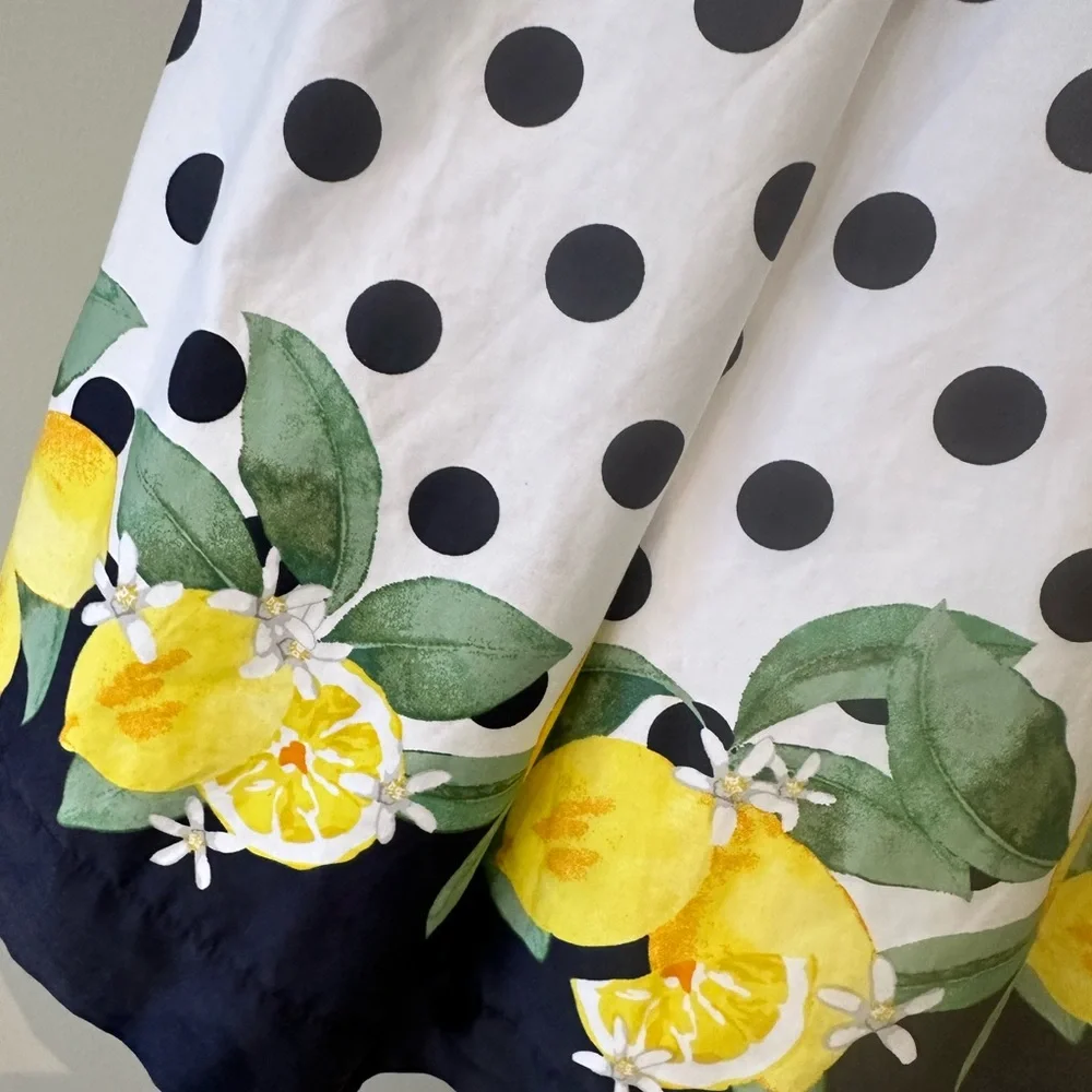 Mayoral Navy Polka Dot with Lemons Dress | Girls Polka Dot Floral Fruit Dress